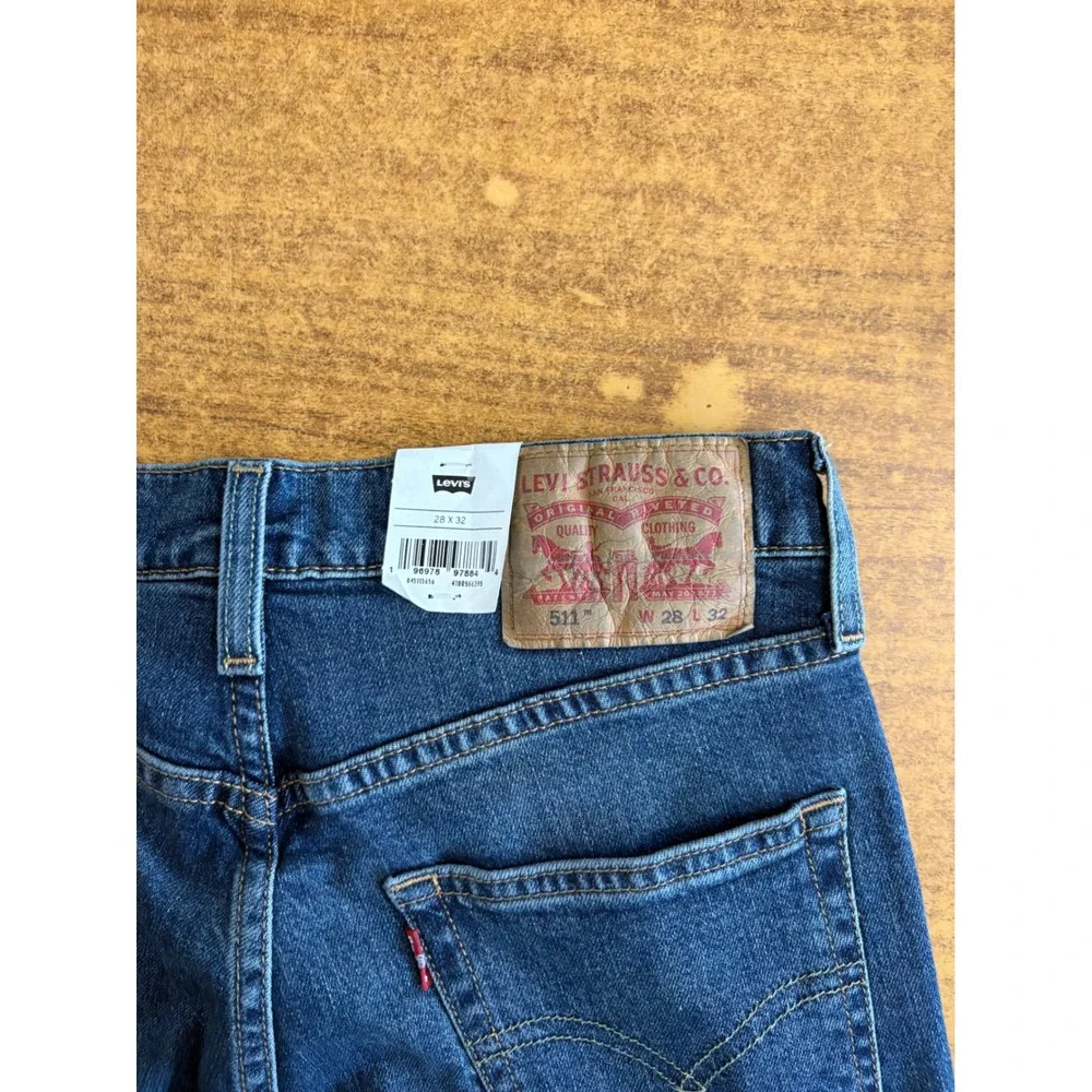 Levis 511‎ Slim Fit Mens Jeans Dark Wash Blue 28x32 New NWT 04511-5656